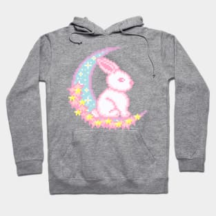 Bunny on Moon Pixel Art Hoodie